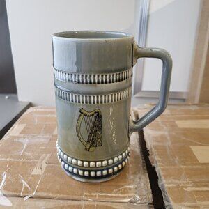 Vintage Wade Irish Porcelain tankard mug feature Harp green/brown/ blue color